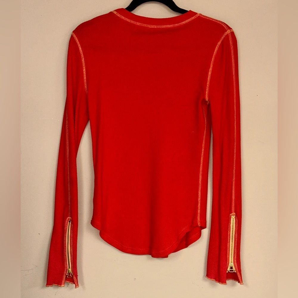 Free People Thermal Vibrant Red Long Sleeve Top - Picture 3 of 6